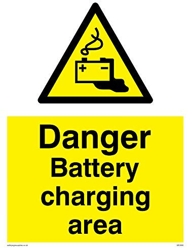 Viking Signs WE3560-A5P-V Danger Battery Charging Area Sign, Vinyl, 200 mm H x 150 mm W