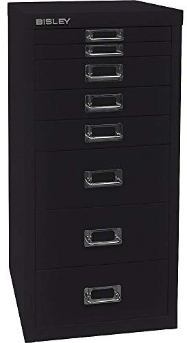 BISLEY MultiDrawer, 29er Serie, DIN A4, 8 Schubladen, Metall, 633 Schwarz, 38 x 27.9 x 59 cm
