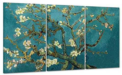 ConKrea Quadro su Tela Canvas - INTELAIATO - Pronto da Appendere - Ramo di MANDORLO Fiorito per Van Gogh - 100x50cm (cod.296)
