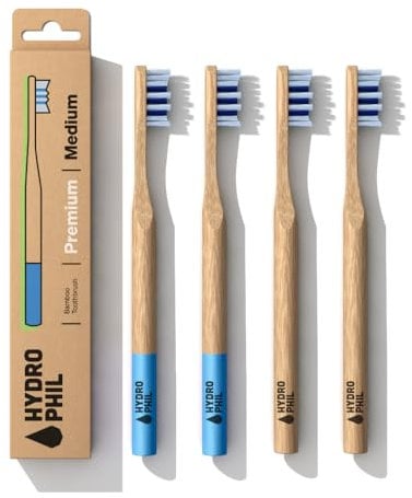 Hydro Phil SOSTENIBLE Cepillo de dientes de bambú verde 4 Pack mittelweich Medio suave