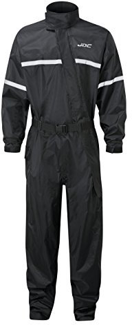 JDC Motorcycle Waterproof Rain Suit Over Suit 1PC - SHIELD - Black - XXL - Long Leg (34)