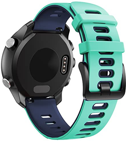 NotoCity per Garmin Vivoactive 3 Cinturino, 20mm Cinturino di Ricambio in Silicone per Samsung Galaxy Active 2 /Gear Sport/Galaxy Watch 42mm/ Garmin Forerunner 645/245(blu scuro verde acqua)