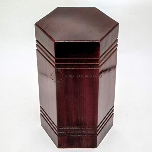 Hind Handicrafts Urnen für menschliche Asche für Erwachsene, Beerdigungsurnen für Kolumbarium, Holzbox, Beerdigungsurnen für menschliche Asche, groß (28,6 x 16,5 x 16,5 cm – 250 Cu/in, braun 1)