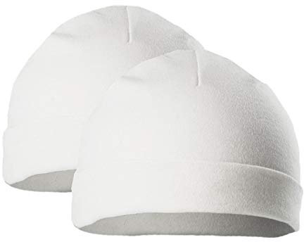 MANSURI Premature Pack of 2 Baby Beanie Hat Tiny Baby Boys Girls Hat Colour Choice 100% Cotton Soft Baby Hat PRH3 (White)