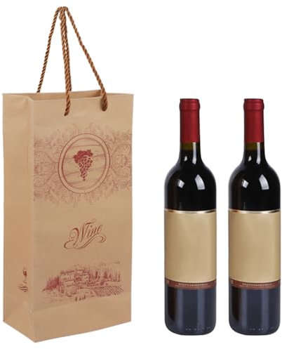 10pcs Wine Bottle Gift Bags - Double/Single Carrier with Strong Rope Handles for Wine Presents, Wedding/Birthday/Christmas Parties, Red & Brown