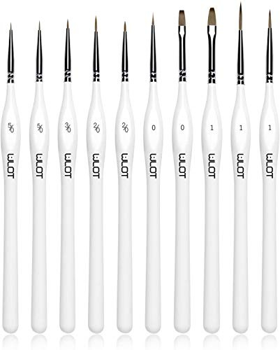 WLOT Pinceaux Peinture Aquarell,10pcs Pinceau pour Toile Peinture, Maquette,Peinture Acrylique,Citadel,Warhammer 40k,Games Workshop. Blanc