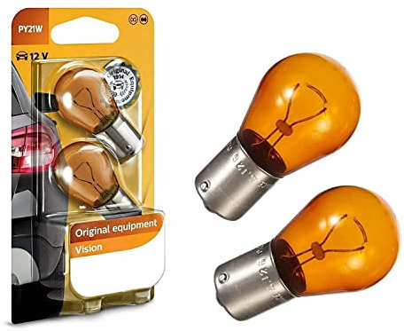 2x Philips PY21W 12V 12496NAB2 Vision - mehr Licht Orange Blinker vorne hinten Seitenblinker Ersatz Halogen Lampe E-geprüft