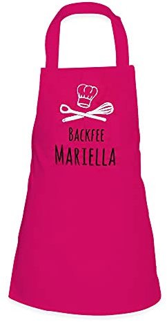 Wolimbo Kinder-Kochschürze - personalisierte Koch-Schürze mit Name - verstellbares Nackenband - individuelle Back-Schürze mit Wunsch Motiv/Name - pink