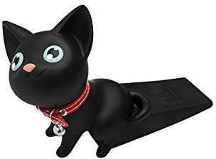 Bycc Bynn Cute Dog Stopper Silicone Door Stop Decorative Animal Doorstop Door Wedge (Cat - Black)