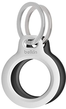 Belkin Anneau de protection avec attache en métal (protection pour AirTag, Écouteur, accessoire résistant aux rayures, pack de 2, noir et blanc)