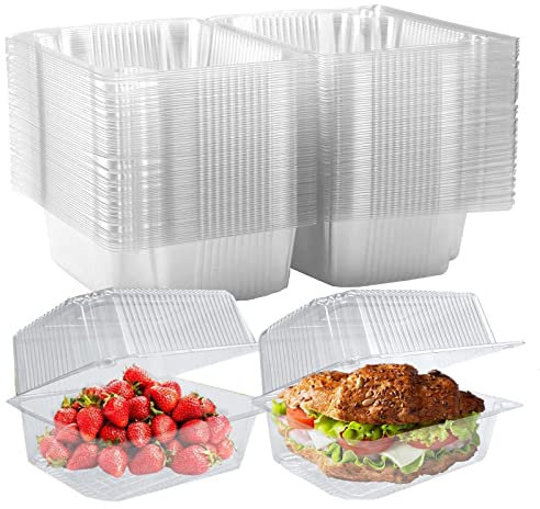Surflyee 50 Individual Cake Slice Boxes, 7.3 Inch Food Containers for Muffin, Salad, Biscuit, Perfect for Birthday Party, Wedding, Cake Shop