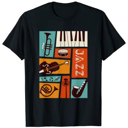 Jazz Snare Piano Music Jazz Band Musiker Saxophon Trompete T-Shirt