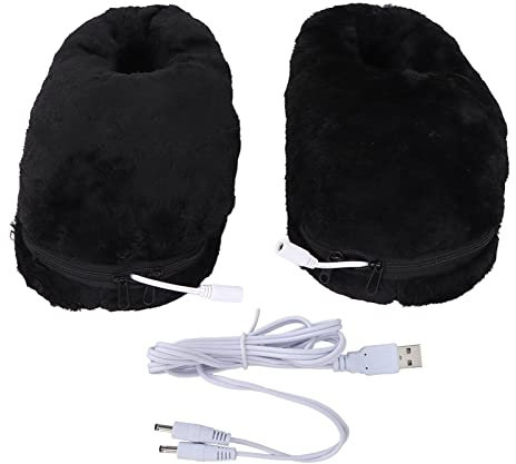 Electric Heated Foot Warmers, USB Heating Shoes Men Women Washable hot water bottle foot warmer Electric Fast Foot Heating Boots with Fast Heating for Foot Warming Black Men and Women