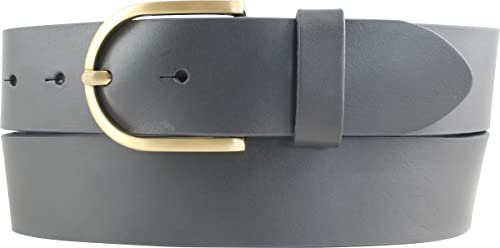 BELTINGER Damen-Gürtel aus Vollrindleder 4 cm | Jeans-Gürtel für Damen 40mm | Vollleder-Gürtel mit goldener Gürtelschließe | Dunkelgrau 100cm
