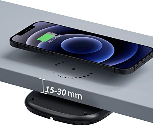 AMPACO Invisible Wireless Charger, 30mm Under Table QI Charger 10W Wireless Charging for i-Phone 14/13/12/11/X/8 Bar/Coffee Table/Desk Gift for Family
