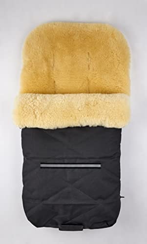 Naturasan Kinderwagen Lammfell Fußsack, Fussack echt Lammfell medizinisch gegerbt, Universalgröße f. alle Kinderwagen, Kiwa, Buggy, Fahrradanhänger, Winter-Fusssack FS-06, Modell Stockholm (Grau)