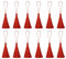 sourcing map 12Stk. 6.5 Lesezeichen Quasten Seidenweiche Mini Quaste mit Schlingen für Schlüsselanhänger Graduierung Handgemachtes DIY Bastel Zubehör Rot
