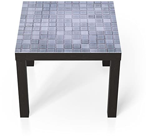 DEQORI Glastisch | schwarz klein 55x55 cm | Motiv Quadratische Fliesen | ausgefallener Beistelltisch aus Glas | Hochglanz Couchtisch fürs Wohnzimmer | moderner Couch Tisch mit Design