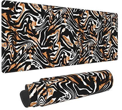 XL Großes Gaming-Mauspad, erweitertes Leoparden-Mauspad mit genähten Kanten, wasserdichte süße große lange Schreibtischmatte für Laptop, (Schwarz und Braun, 80x30 cm)