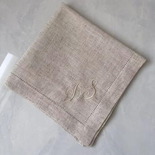DABIN 1 Stück personalisierte bestickte Servietten mit Buchstaben für Zuhause, Hochzeit, Party