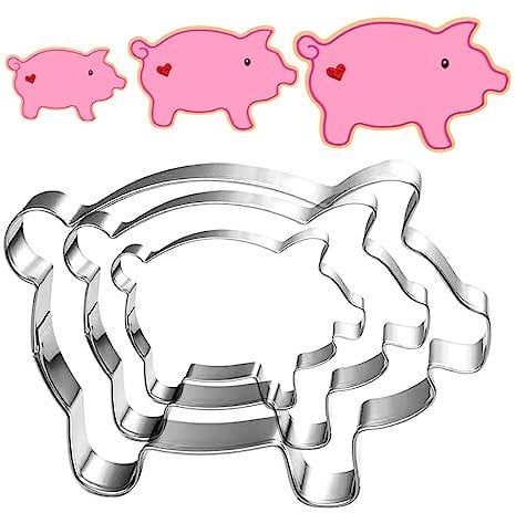 UKoosien Lot de 3 emporte-pièces en forme de cochon - Taille 4,7 - 3,8 - 3,0 - Passe au lave-vaisselle