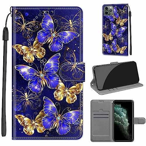 for iPhone 11 Pro 5.8 Case, PU Leather Wallet Book Flip Folio Stand View Cover Pouch Compatible with iPhone 11 Pro Phone Case (Butterfly)