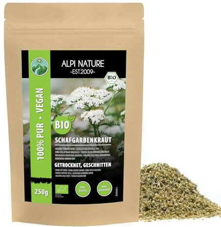 Organic Yarrow Tea 250g 8.8 oz by Alpi Nature, Dried and Cut Yarrow Herb, Loose Herbal Tea