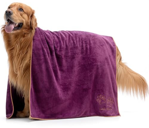 Lucky Paws® Hundehandtuch - 140x70cm XL Hundehandtuch extra saugfähig - schnell trocknend, luxuriös weiches Hunde Handtuch Hundebesitzer und Hunde Zubehör (1er-Pack, Pflaume)