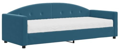 vidaXL Tagesbett, Gästebett mit Matratze, Sofabett Schlafsofa für Schlafzimmer Wohnzimmer, Bettsofa Sofa 2-in-1, Blau 80x200cm Samt