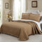 WONGS BEDDING Tagesdecke 240x260 Braun Bettüberwurf 3 Teilig Kristallsamt Steppdecke Wendedesign Bettdecke Stepp Decke Weich & Komfort Sofaüberwurf für Bett mit 2 Kissenbezug 80x80cm