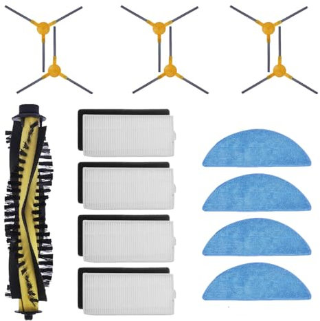BLUTENET Wischtücher Bürste Filter Zubehör für Tesvor M2 M1 Tesvor X500 X500 Pro S7 Pro Staubsauger Roboter Ersatzteile (15 Stück)
