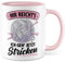 Stricken Tasse mit Spruch - Geschenk Mir reichts - Ich geh Stricken - Kaffeetasse 330ml aus Keramik - Häkeln Strickzubehör Kollegin Freundin Geschenkidee lustig Teetasse Kaffee-Becher