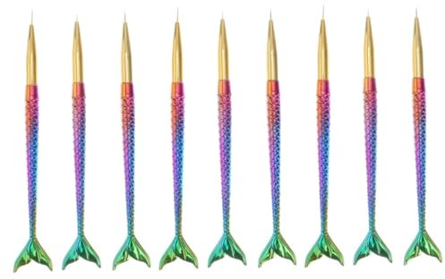STOBOK 9pièces Crayon Nail Art Forme De Sirène Pinceau Liner Créatif Pour Maquillage Des Unique Et Pratique