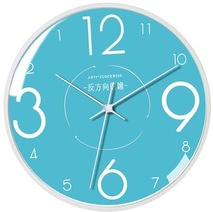 Baoblaze Rückwärts-Uhr-Wanduhr gegen den Uhrzeigersinn, Wandkunst-Dekoration, 30,5 cm, dekorative Wanduhr für Zuhause, Büro, Küche, Wohnzimmer, Style C