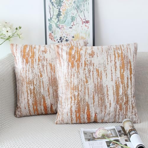 NIULAA Samt Kissenbezug 40x40 2er Set Orange Kissenbezüge Vintage Sofakissen Couchkissen Aesthetic Dekokissen Kissenhülle Deko Kissenhüllen Quadratisch Zierkissen Wohnzimmer Couch