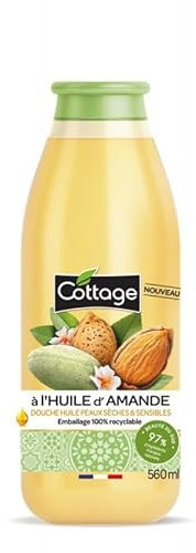 Cottage Douche Monoï 97% Origine Naturelle - Huile Extra Nourrissante 560ml Formule riche & envoûtante | Naturalité & Hydratation intense | Corps - Gels douche - Le Lot De 3
