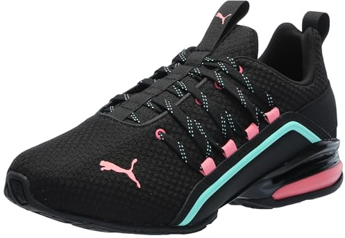 Puma Women's Axelion Cross Trainer, Colorful Contours- Wide- Puma Black-Passionfruit, 8
