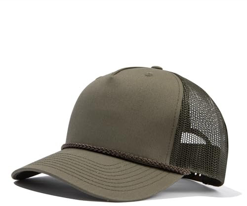 CLAPE Trucker Cap mit Netz Atmunsaktive Mesh Kappe Sommer Baseballkappe High Crown Baseball Cap Verstellbar Snapback ArmyGreen DTK241