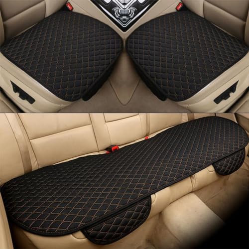 SRTMIRJJ 3 Stück Autositzkissen für KIA EV6, Flachs Kissen rutschfest Atmungsaktiv Sitzmatte Auto Vordersitz und Rücksitz Kissen,C/Blackgolden