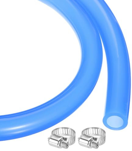 sourcing map 10ft Silicone Rubber Tubing 12.7mm x 19mm Plastic Tube Flexible Air Hose for Brewing, Wine Making, Pump Siphon, 1/2 ID 3/4 OD, with 2pcs Clamps, Blue