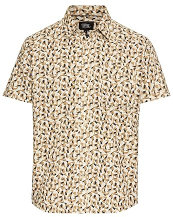 camel active Herren Kurzarmhemd mit Strukturmuster Beige, menswear-3XL