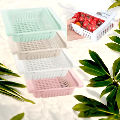 LNL Imnova Pack 4 unid - Cesto colgante - Almacenamiento en neveras - Contenedores de almacenamiento - Organizador de nevera - Cestas colgantes para refrigerador - Organizador de alimentos Frescos.