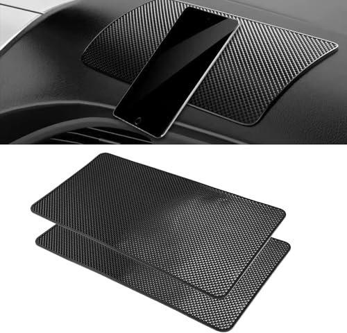 2 Pezzi Tappetini Adesivi Antiscivolo Cruscotto Grande Riutilizzabile, 27x15cm Tappetini Appiccicosi in Gel Auto Lavabili, Tappetini Interni Auto Non Scivolosa per Telefono Occhiali Chiavi
