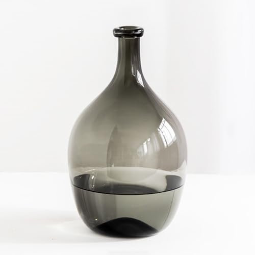 XIUWOUG Große Glasvase für Dekor, 11 Zoll klare hohe dekorative Bodenvase, runde Bubble Ballon Vase Glas Krug Vasen für Couchtisch Wohnzimmer Dekor,Grau