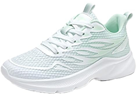 Genérico Deportivas Voleibol Mujer Transpirable Punta Redonda con Cordones Parte Superior Plana Zapatos Mujer 𝗣ies Anchos (Green, 36)