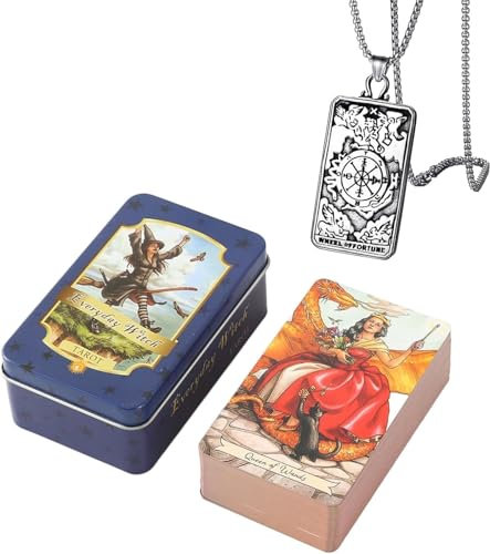 Genérico Tarot de Brujas cotidianas - mazo de tamaño de Bolsillo para Principiantes en Lata de Metal - juguetón y fácil de Usar
