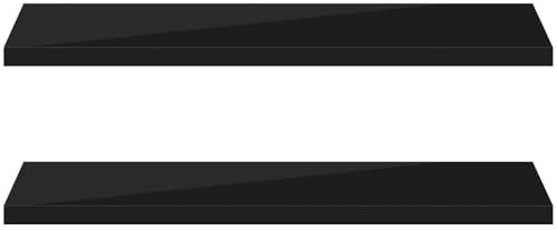 eSituro Wandregal 2er Set, Regal Wand schwarz Hochglanz, Hängeregal, Schweberegal, Regalbrett Bücherregal zum Aufhängen, Wandboard für Wohnzimmer Küche Arbeitszimmer Badezimmer, 100x22.9x3.8 CM