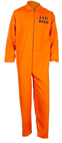 Fancy Dress Adult Prisoner Overalls Orange Costume Boiler Suit Convict Robber Burglar Prison Break Jail TV Fancy Dress Outfit
