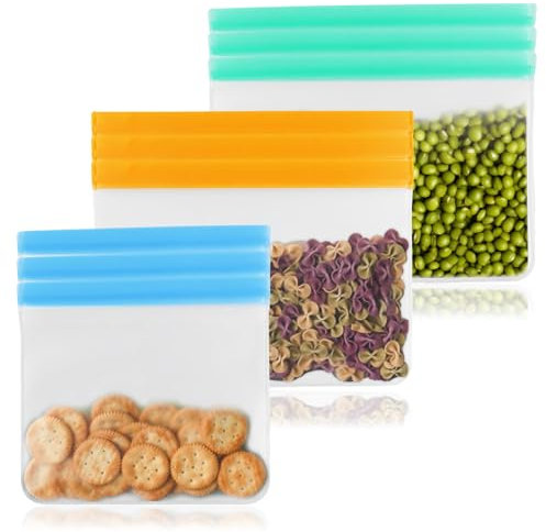9 Pack Reusable Freezer Bags, Large Food Storage Bags, Leakproof Reusable Silicone Ziplock Bags,for Meal Prep, Fruits, Sandwich, Snack, Travel Items