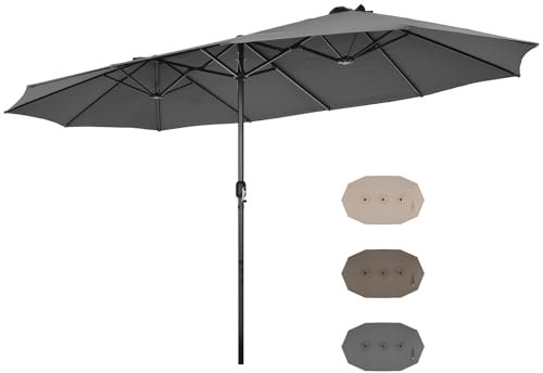 RELAX4LIFE Doppelsonnenschirm 470 x 280 cm, Sonnenschirm Groß mit 12-Rippen & Handkurbel, UV Schutz, Gartenschirm Terrassenschirm für Garten, Terrasse, Markt, Festplatz (Anthrazit)